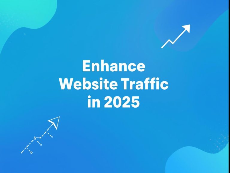 Enhance Website Traffic in 2025 banner with upward arrows and SEO growth illustration