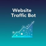 Website traffic bot illustration showing rising analytics graph