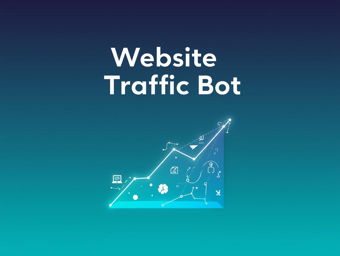 Website traffic bot illustration showing rising analytics graph