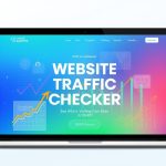 Website traffic checker banner showing analytics charts and visitor insights